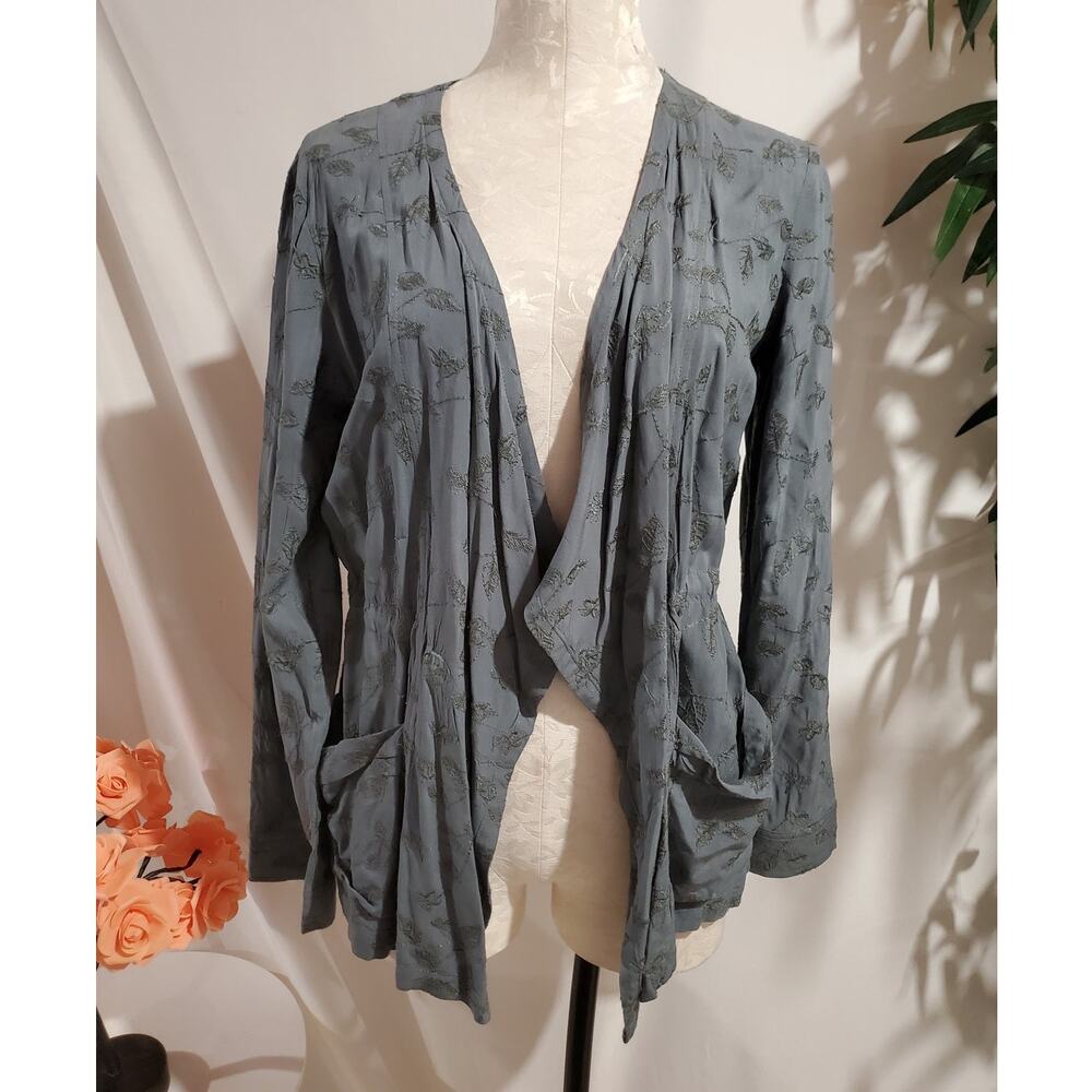 Mystree Embroidered Cinch Tie Waist Jacket Cardigan Top Size S Boho Hippie Fairy